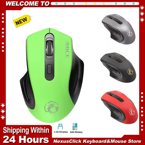 IMICE Wireless Mouse 2.4G Silent Mouse 4Buttons 1600DPI Optical Computer Mouse Ergonomic Battery Mice For Office Laptop PC