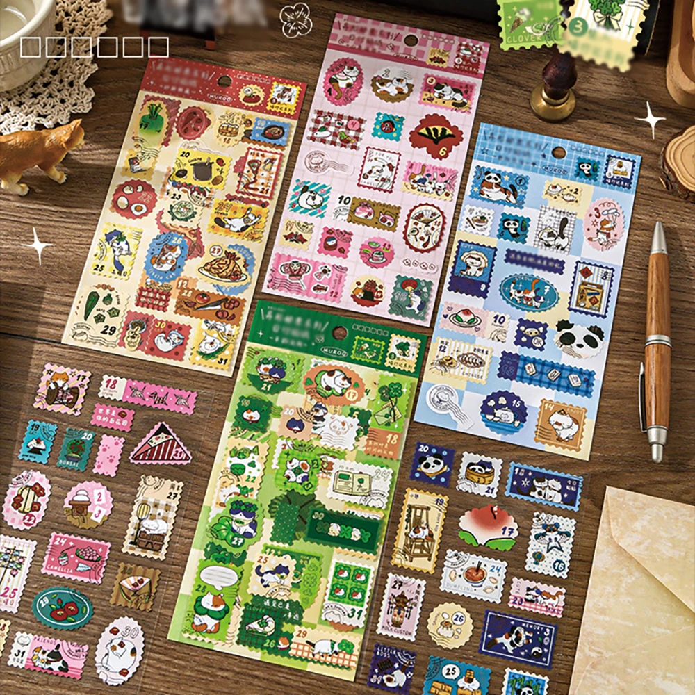 3 أوراق من ملصقات الطوابع الغريبة، سلسلة سفر القطط، كتيبات الطلاب، مواد DIY، ملصقات تزيين دفتر الملاحظات #1