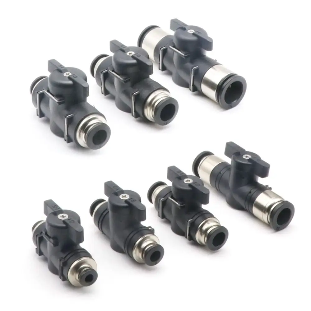 Plastic Pneumatic Hand Valve 4mm 6mm 8mm Black Push In Quick Joint Connector To Turn Switch Manual Ball Current-limiting Valve