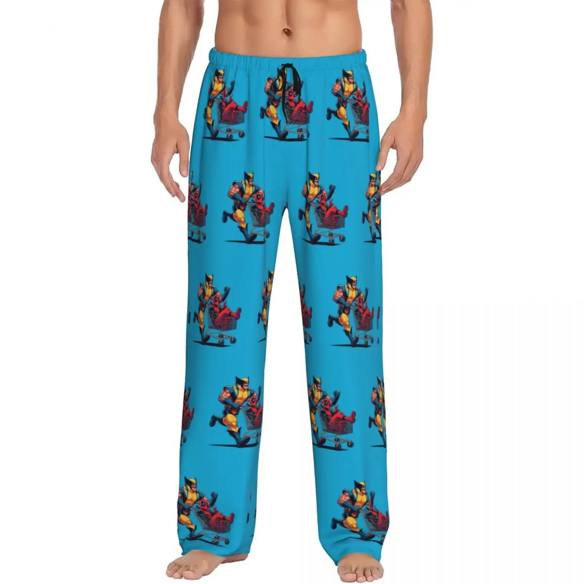 

Custom Deadpool Pajama Pants for Men Superhuman Lounge Sleep Drawstring Sleepwear Bottoms with Pockets