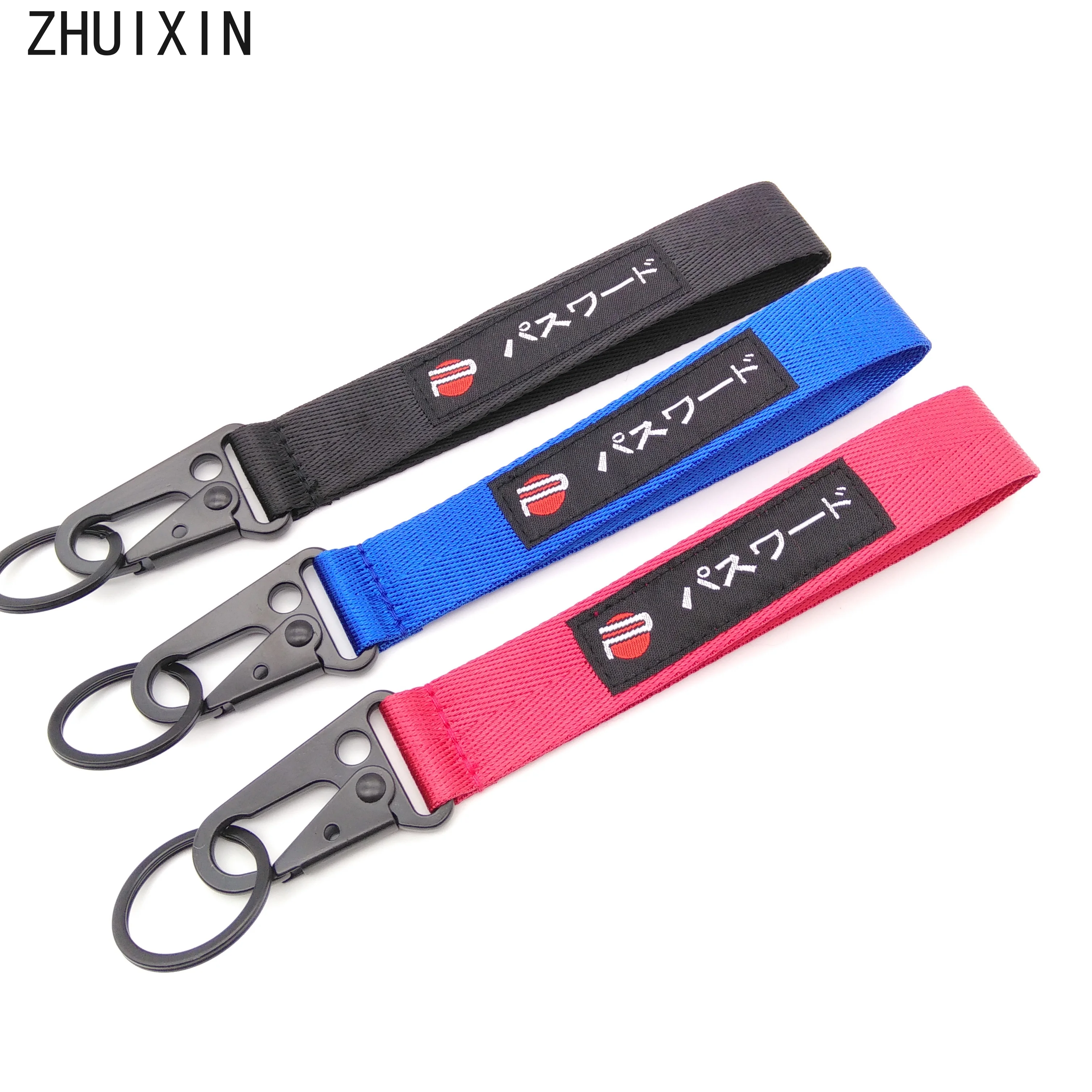 

Keychain for Car Keys Nylon Woven Label Turbo Racing JDM Modified Accessories for PASSWORD Emblem Wristband Lanyard Men Gift