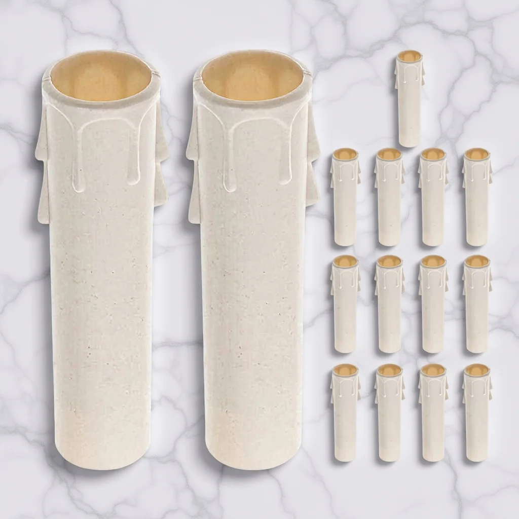 

15Pcs Tall Plastic Sleeves Elegant Drip Cover for Chandelier Light Base Replacement Holder Decorative Cylinder