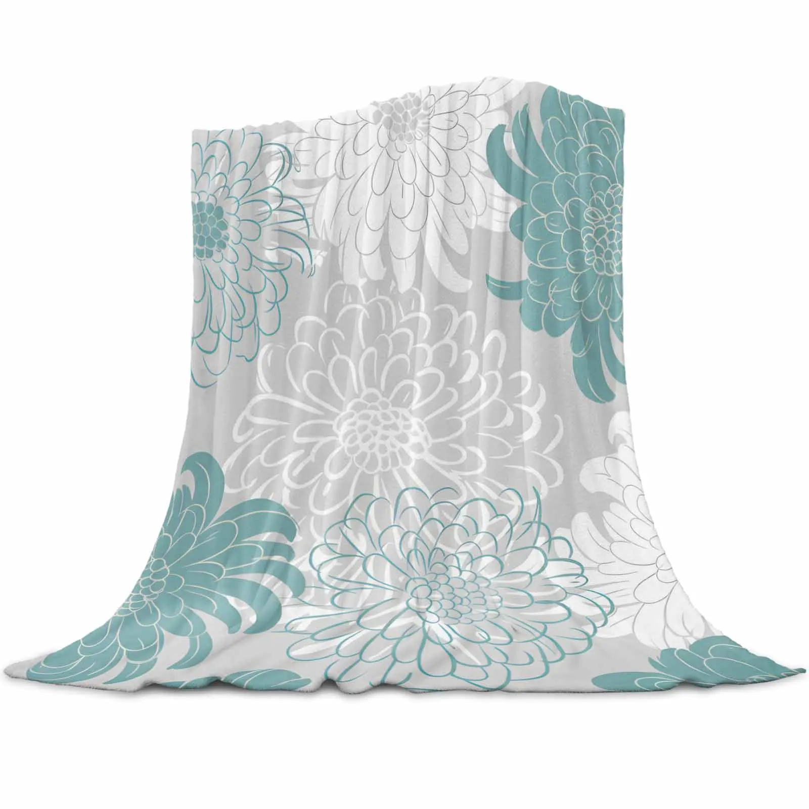 

Элегантные хризантемы, голубые, белые пледы, одеяла для дивана-кровати, зимние мягкие плюшевые теплые семейные друзья, праздничные подарки