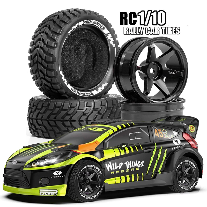 

Remote Control Car Modification 1/10 Drift Racing Metal Wheel Rim Tire Set Suitable for Tamiya, Gaosi, Hsp, Hpi, Sakura Trxs and Other Multi-Brand Models