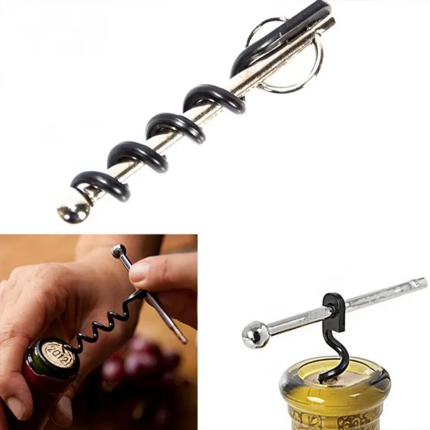 Mini Portable EDC Wine Corkscrew, Keychain Multi-tool, Outdoor Camping Survival Bottle Opener Compact Pocket Gadget for Daily