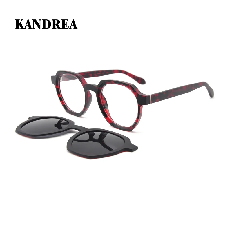 KANDREA Retro Brand Classic Clip On Sunglasses Men Women Magnet Eyewear Glasses Frames ultem Optical Myopia Glasses Frame T1937