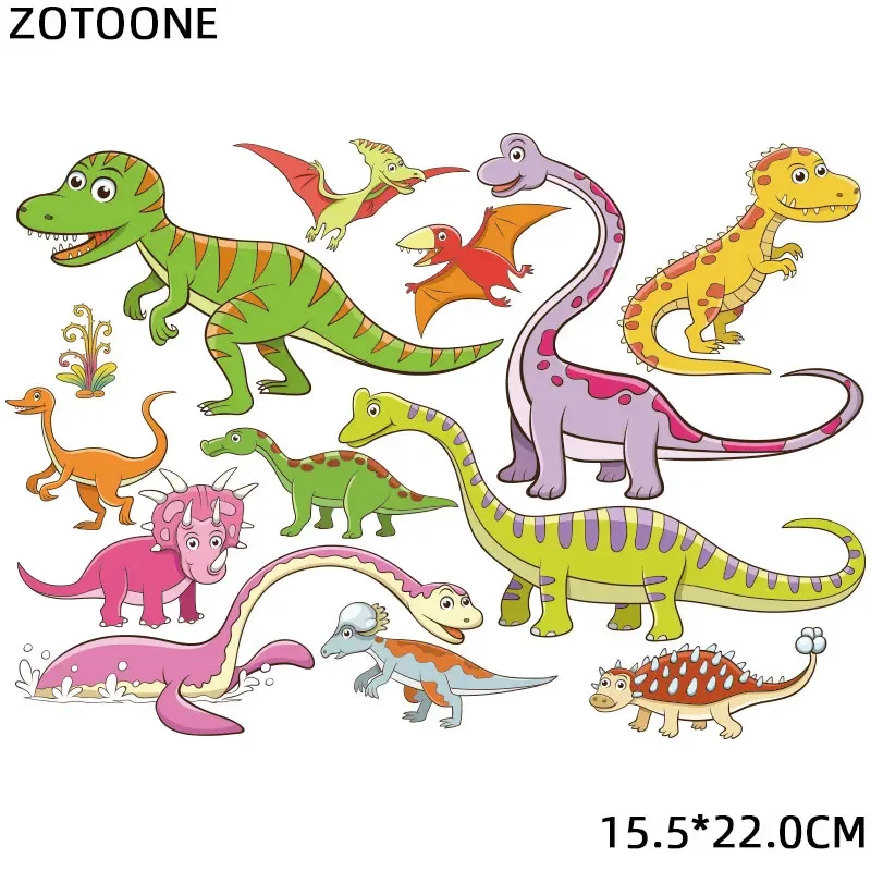 Big Size Dinosaur Patches Iron on Animal Stickers for Kids Patches for Clothing T-shirt Heat Transfers DIY Accessory Appliques A