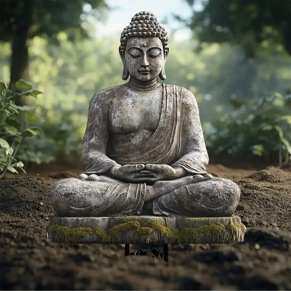 1 Piece of Flat Acrylic Antique Buddha Garden Stake Decoration, Dreamy Flower Pot Decoration and Outdoor Decoration