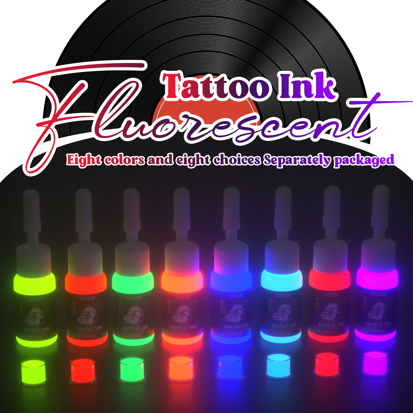 DQFART UV Fluorescent Tattoo Ink Odorless Body Art Professional Tattoo Pigment Perfect for Body Art and Personal