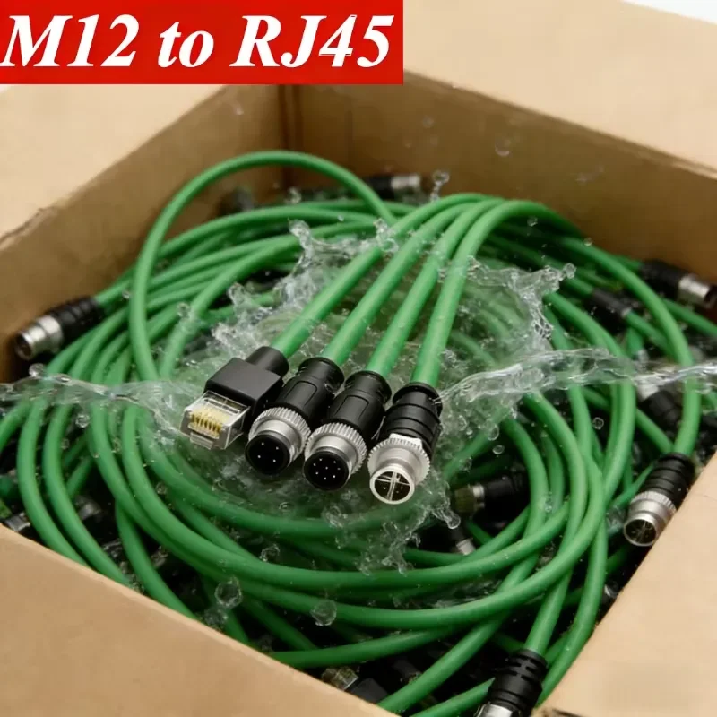 M12 to RJ45 Double Shielded High Flexible Network Cable 4pin 8 Pin Aviation Drag Chain Line A/D/X-code Industry Camera