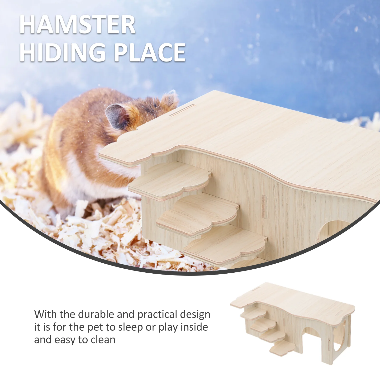 Hamster House Wood for Small Pet Guinea Pig Toys Multifunction Multifunctional Hideout Wooden Hiding