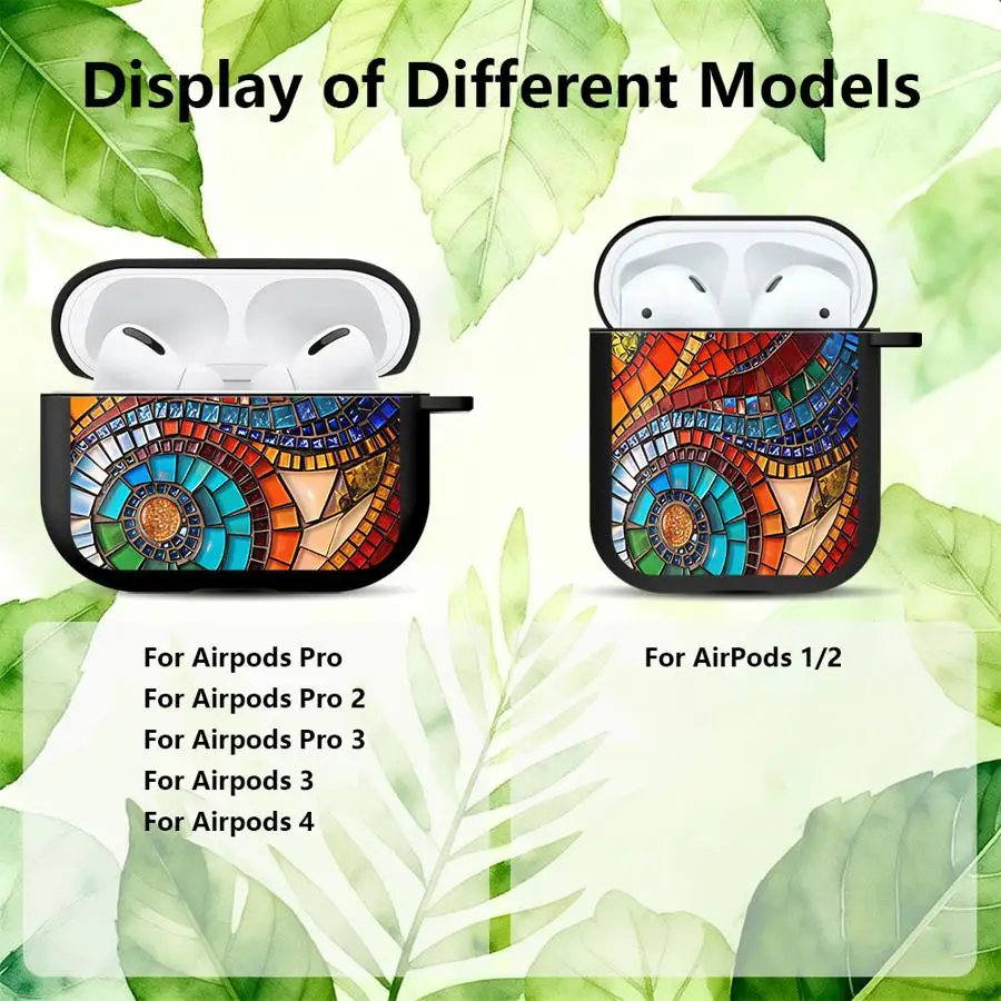 Earphone Cases Cover With Hook Case For Airpods 5 Pro2 4 Pro3 2 Pro 1 3 Stain_ed Geometric Marble