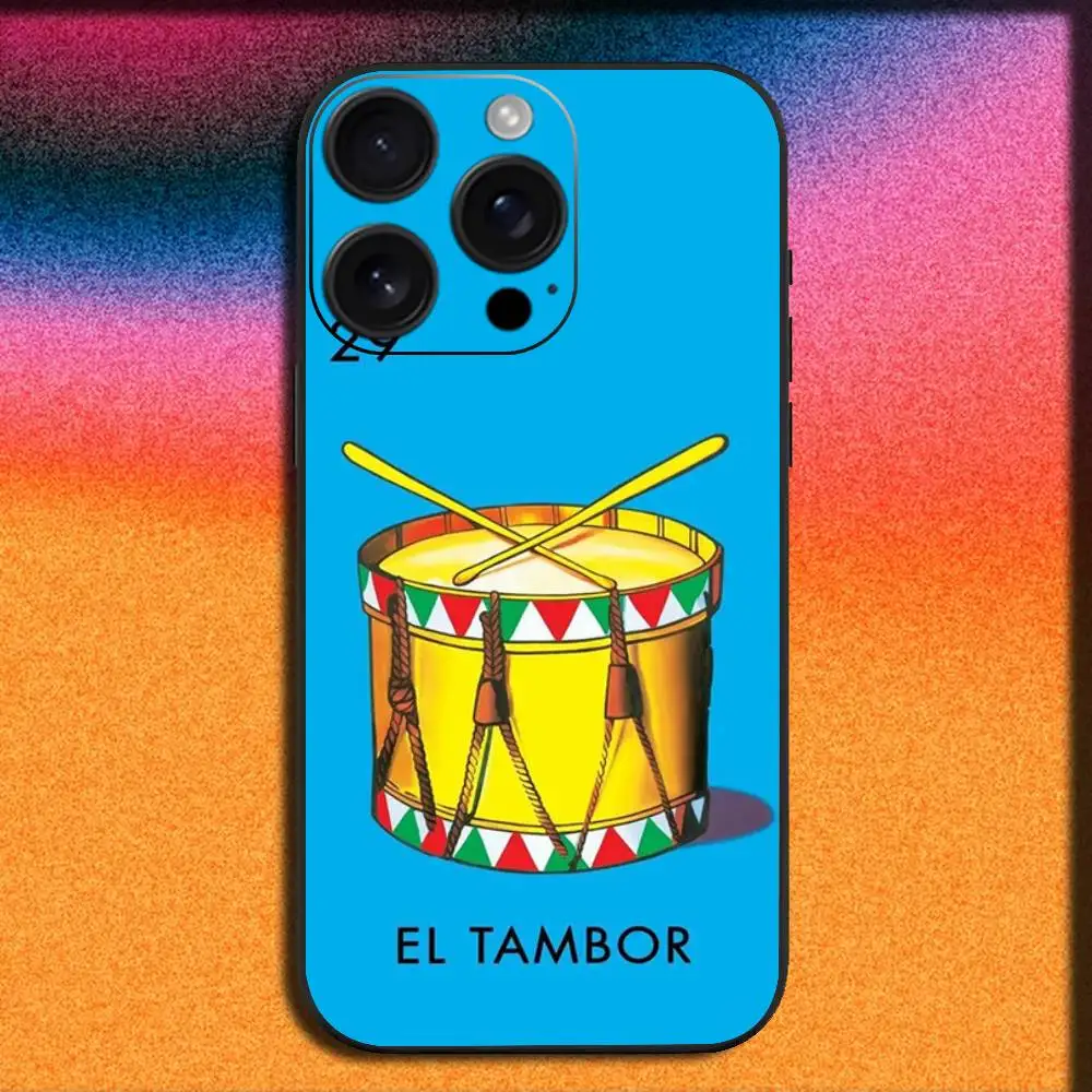 حافظة هاتف بينغو اليانصيب المكسيكي المضحك لهاتف آيفون 17,16,15,14,13,12,11,Pro,Max,Plus,E,SE4,Air,غطاء أسود صغير