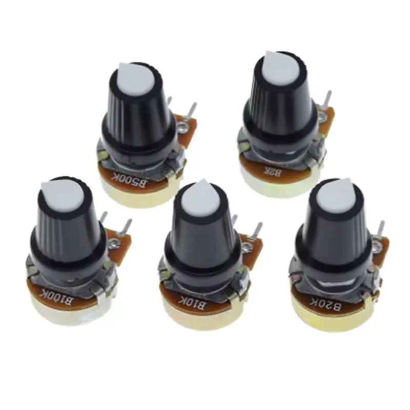 1Set WH148 1K 10K 20K 50K 100K 500K Ohm 15mm 3 Pin Linear Taper Rotary Potentiometer Resistor for Arduino with AG2 White Cap