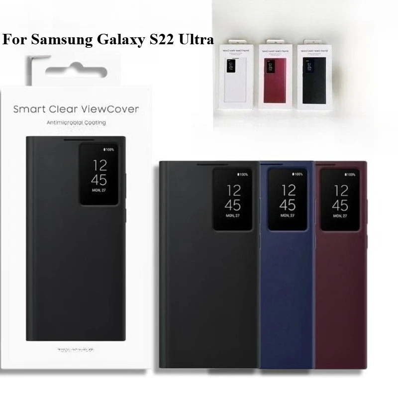 

Умный кожаный чехол с прозрачным зеркалом и откидной крышкой для Samsung Galaxy S22 Ultra (EF-ZS908) Чехлы для Windows SMART