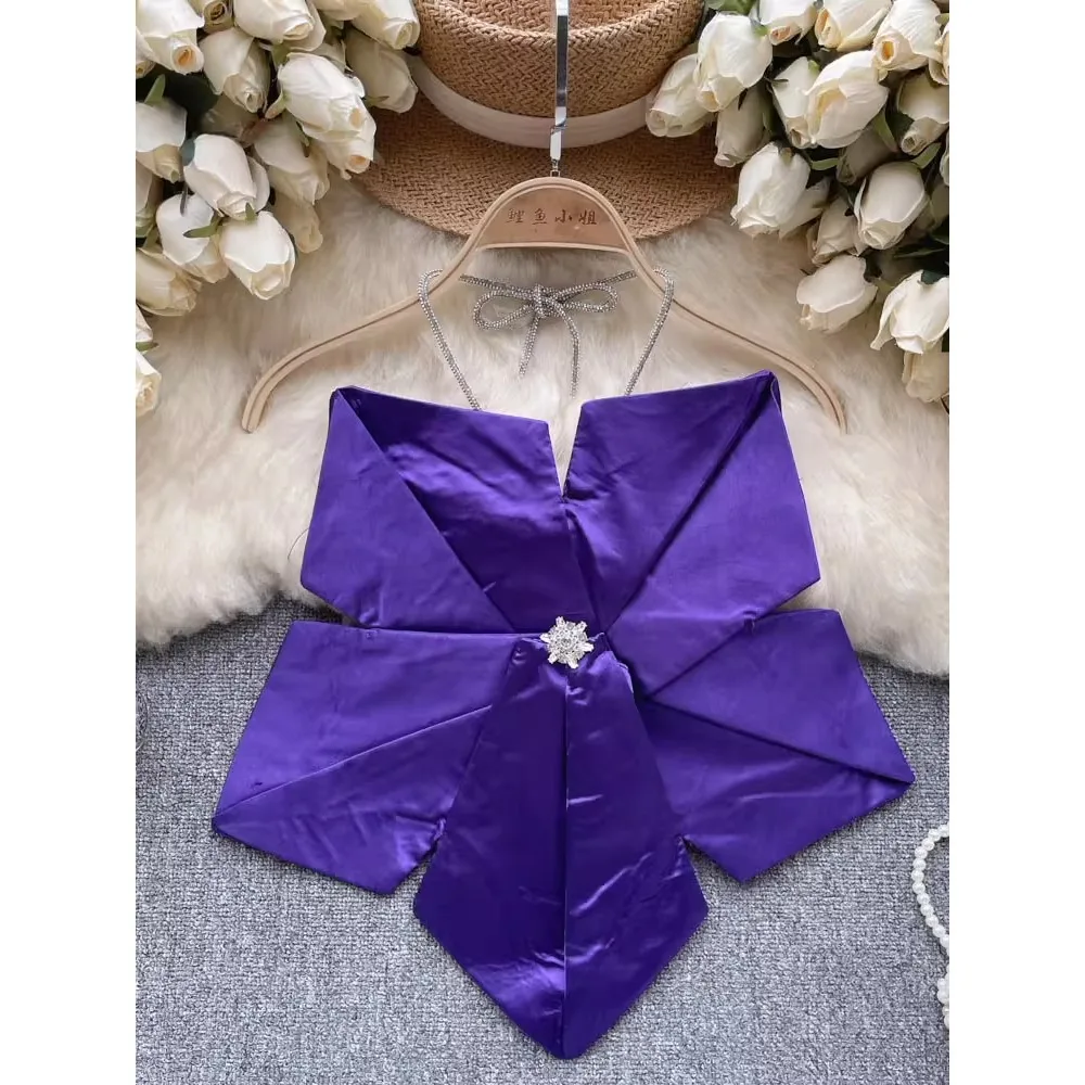

Sexy Camis Chic sweet halter top Slim Korean Tanks Top Sleeveless Elegant Crop Top hotsweet Summer Women Bustier