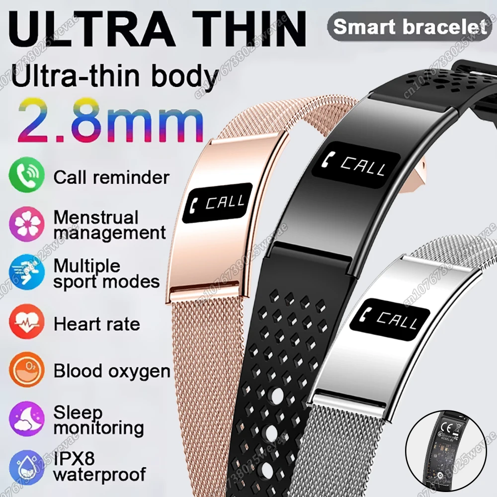 

Умный браслет 2026 для мужчин и женщин: ультратонкий, с мониторингом пульса и сна, водонепроницаемый, для спорта и фитнеса, совместим с Android и iOS