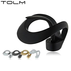 TOLM Gold/black Single Handle Single Hole Fashion Wash Basin Sink Faucet Hot& Cold Bathroom Faucet Deck-mounted Waterfull Faucet