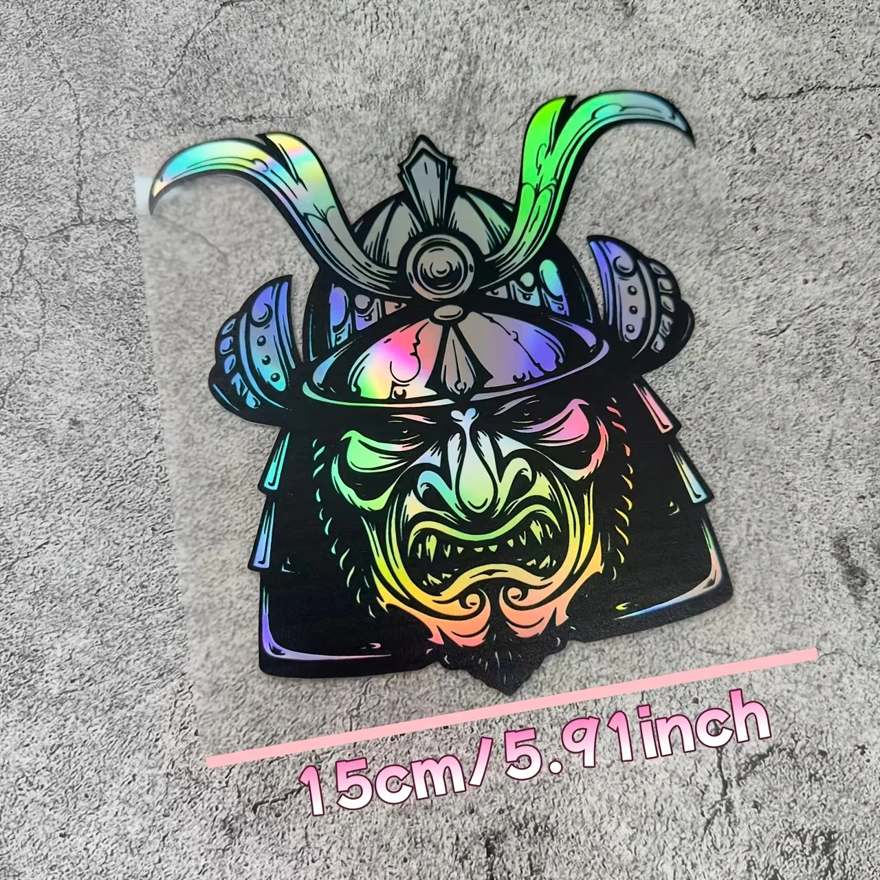 Holographic Samurai Demon Mask Sticker Vinyl Decal Motorcycle Helmet Tank Car Window Bumper Waterproof
