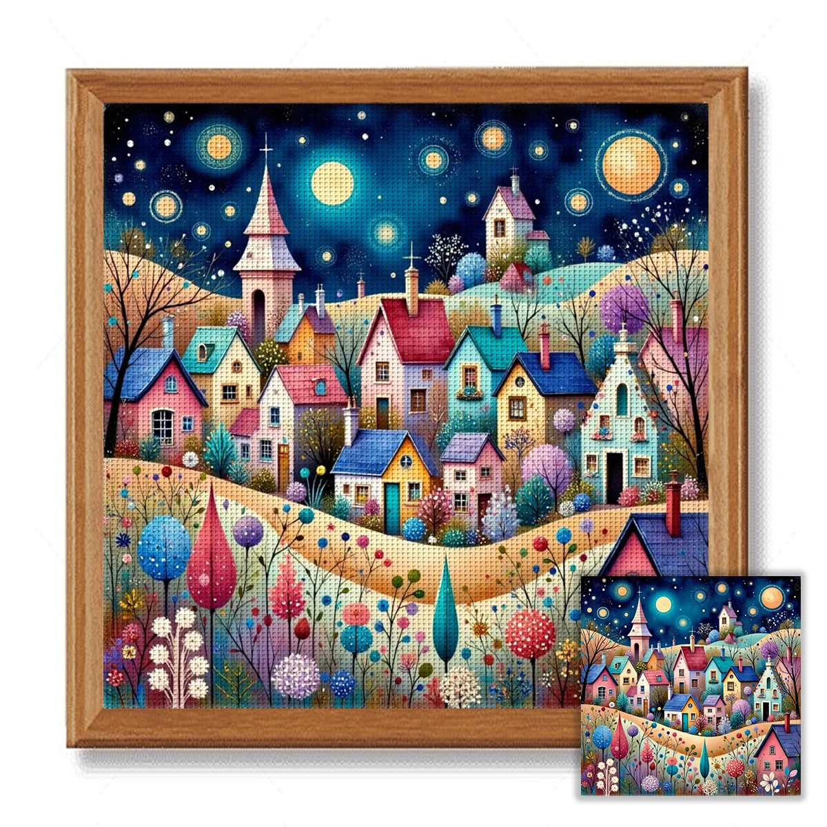 1PC 40X40cm/15.7X15.7inch, Night View, 11CT/14CT Print Cross Stitch DIY Kit, Adult Beginner's Relaxed Cross Stitch Embroidery SE