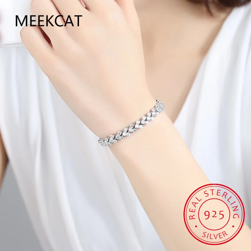 1.5mm Real Moissanite Tennis Bracelet for Women 925 Sterling Sliver 18k White Gold Plated Moissanite Diamond Bracelets Jewelry