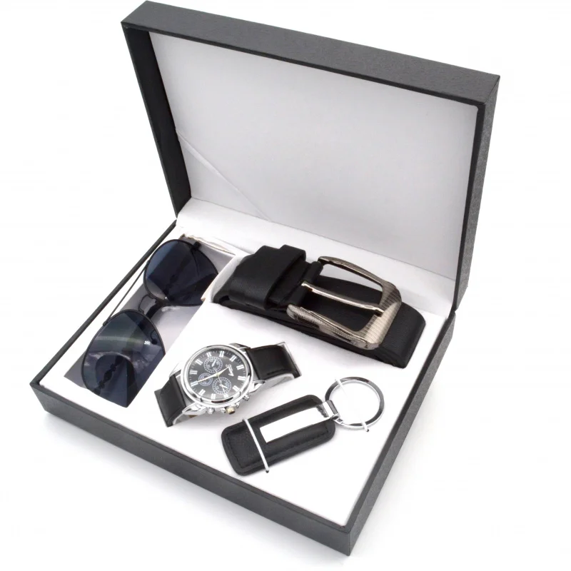 

2025customized.Promotional Souvenir High Quality glasses and keyring and belt and watch Sets Men 191032