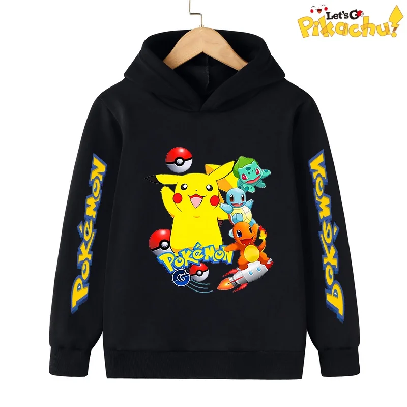 

Pokemon Print Long Sleeve Hoodies Janpan Anime Pikachu Sweatshirt Cartoon Harajuku Pullovers Kids Boys Hip Hop Unisex Clothes