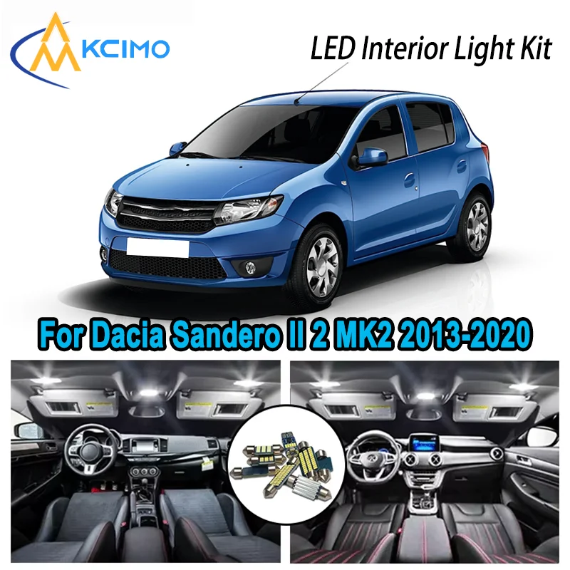 

High-Quality LED Interior Kit for Dacia Sandero II 2 MK2 2013-2020 2015 2016 Premium Error-Free Dome Map Trunk Automotive Lamps
