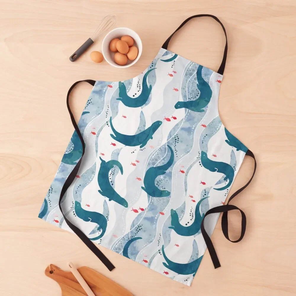 

Swimming otters in blue Apron All For Kitchen And Home For Home Accessories Apron