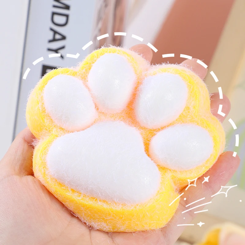 Cute Big Cat Paw Squishy Fidget Toy Soft Slow Rebound Stress Relief Toy Pinch Decompression Gift Flocking Cat Claw Squeeze Toy