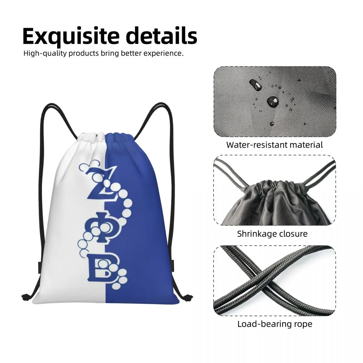 Zeta Phi Beta Logo Drawstring Mochila, Sports Gym Bag para homens e mulheres, ZOB Sorority Training Sackpack