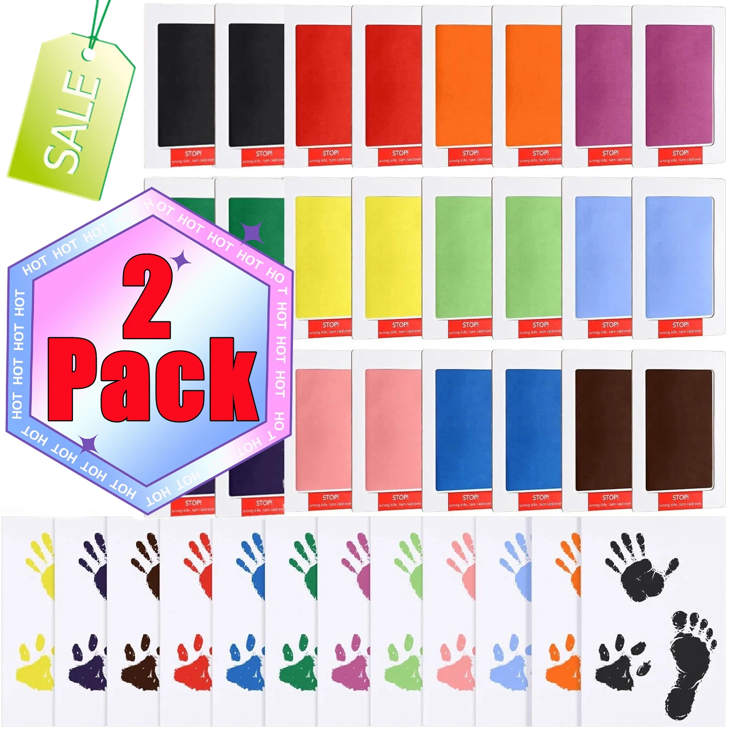 1/2 حزمة الوليد الطفل DIY بها بنفسك اليد بصمة عدة منصات الحبر إطار صور بصمة الصغار تذكارية اكسسوارات آمنة نظيفة استحمام الطفل #1