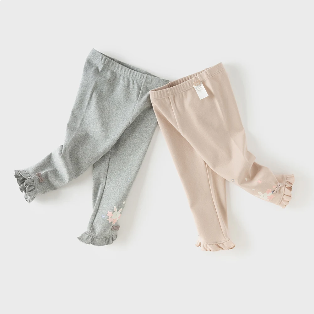 Dave Bella Children's Spring Cartoon Light Leggings Pants Girls Autumn Elastic Trouses Kids 1-7 Years Leggings Outdoor DB1260812
