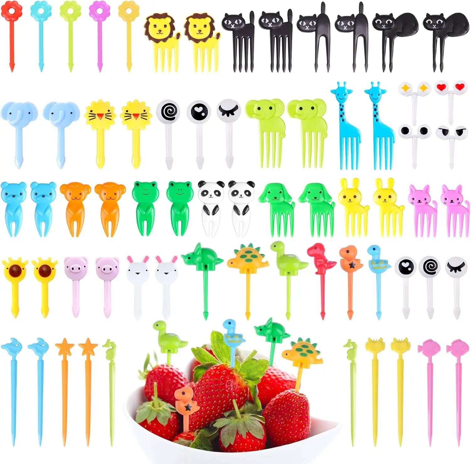 

Animal Food Picks For Kids Lunch Accessories, SEANSDA Fun Kids Food Picks For Picky Eaters, Reusable Fruit Toothpicks Toddler Fo