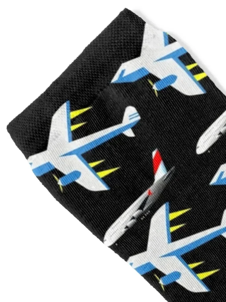 Airplane theme, a lot of planes Socks sheer Christmas men cotton high quality football Socks Men Women's