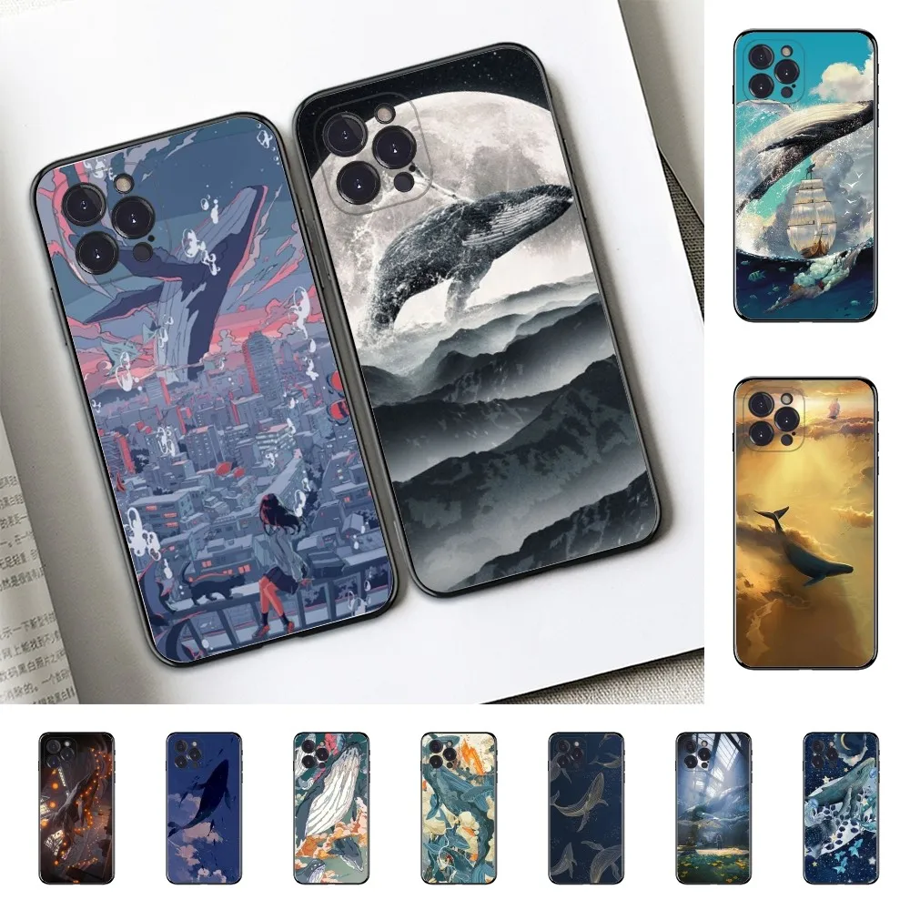 

Whale Phone Case Silicone Soft for iphone 16 15 14 13 12 11 Pro Mini XS MAX Plus X Cover