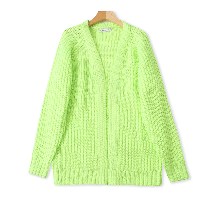 

Ladies een Knitted Open Cardigan V-Ne Loose Warm Sweater Autumn Winter Sle Casual Comfortable Slimming Outerwear