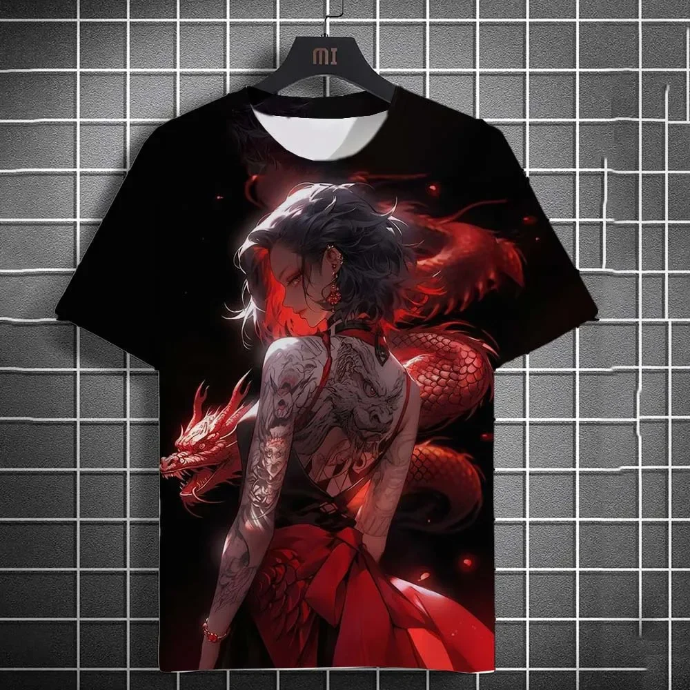 New Tattoo Girl Pattern T Shirt For Man Cartoon 3d Printed Oversized Sweatshirt Men Bad Girl Harajuku Top Short Sleeve T Shirts