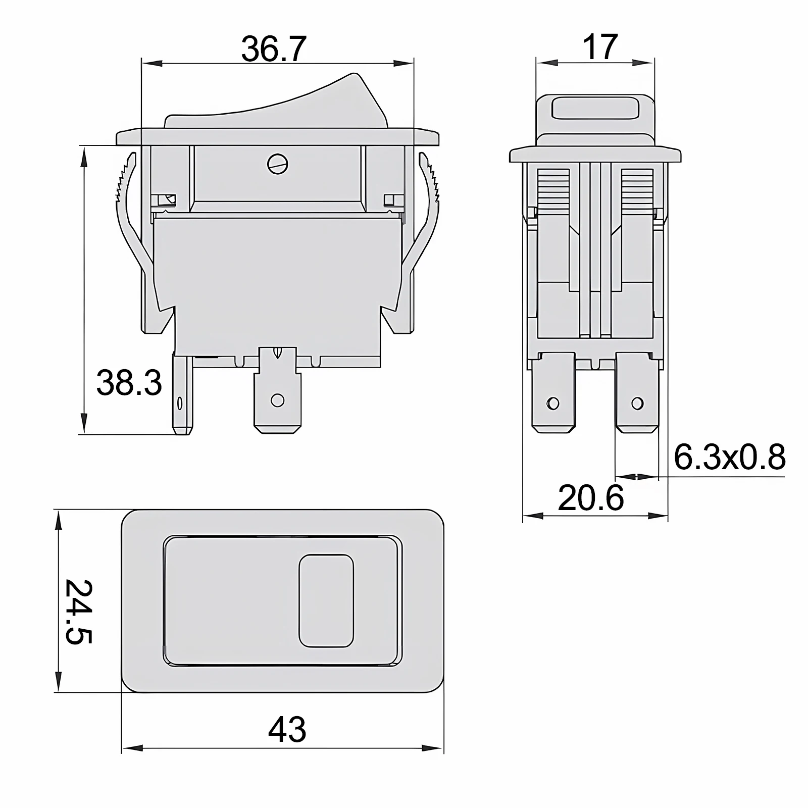 2HP Rocker Switch Industrial Rocker Switch Various Environmental Conditions Long Life Dustproof And Waterproof