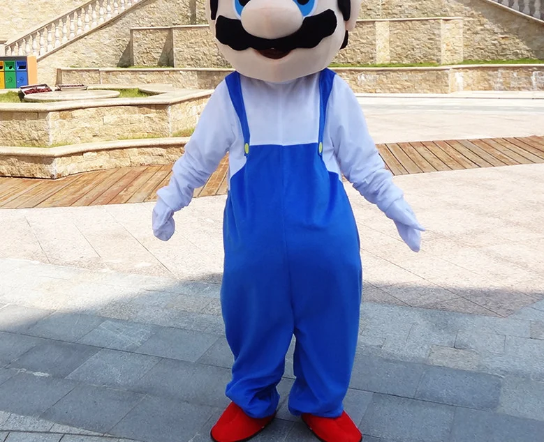 Loodgieter Blue Boy mascottekostuum volwassenen wandelende cartoonpop Halloween optreden feest Peach Princess kleding evenement promotie