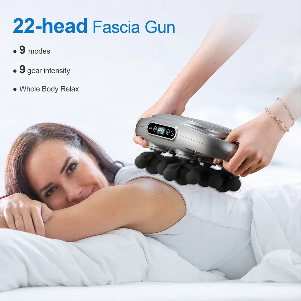22-Head Fascia Gun High-Frequency Vibration Body Massage Gun Back and Waist Massager Neck Shoulder Massager Muscle Masajeador