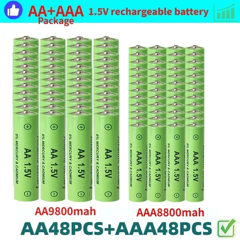 

AA + AAA Rechargeablebattery AA1.5V9800mAh/1.5VAAA 8800mah Alkaline Battery Remote Control Computer Shaver Replace Ni-Mh Battery