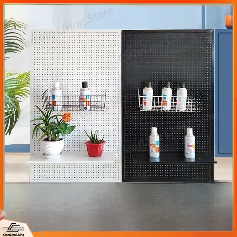for Black Metal Pegboard Desktop Wall Mounted Storage Display Rack Tool Organizer Shelf Modern Minimalist Style