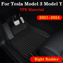 Car Floor Mats for Tesla Model Y Model 3 2021 2022 2023 2024 TPE Waterproof Non-Slip Floor Liners Right Rudder Floor Pad RHD