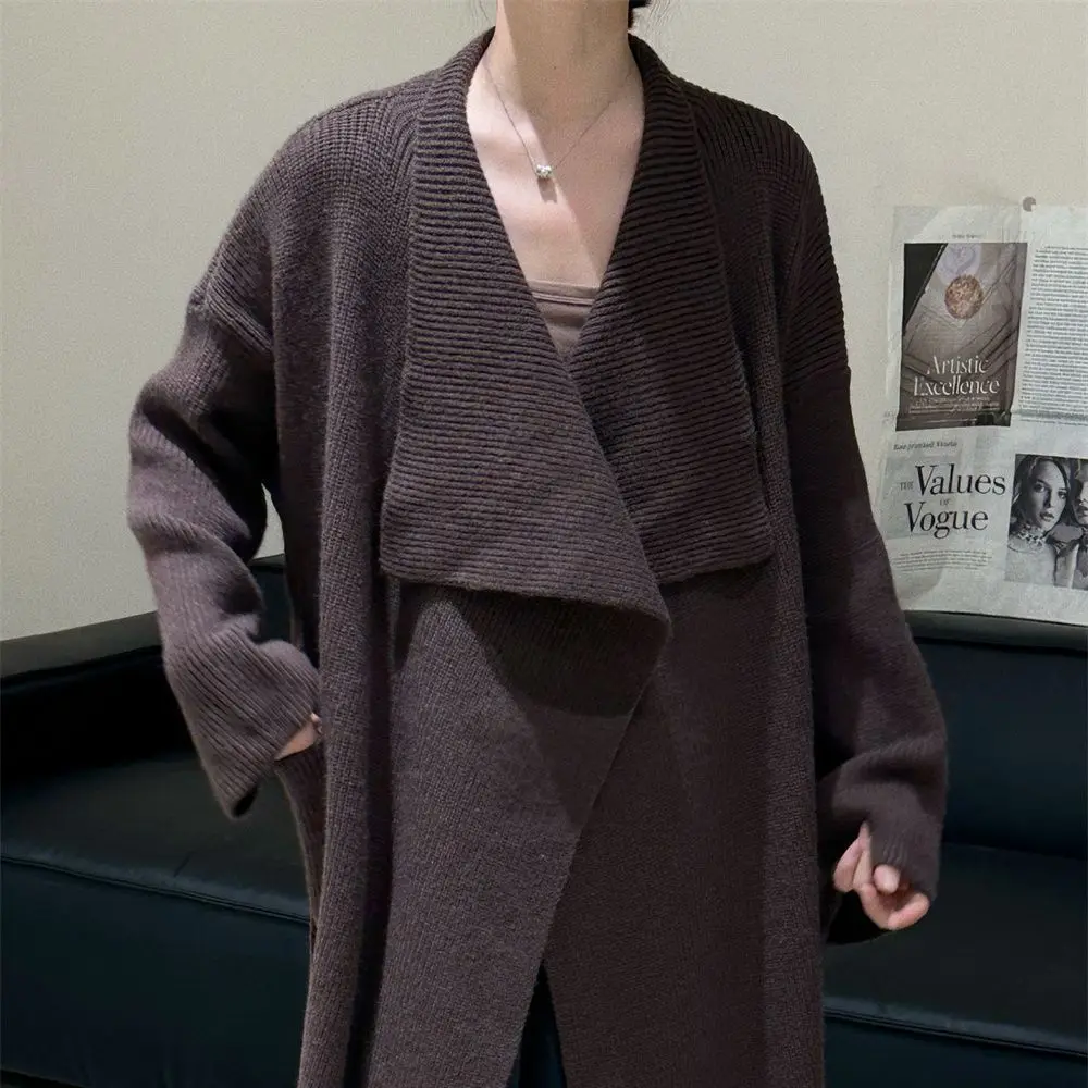 2025 가을/겨울 신상 여성 니트 가디건 루즈핏 타이 니트 스웨터