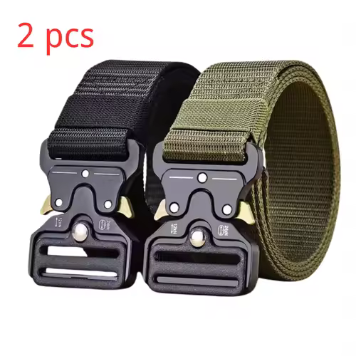 Red Ears Plastic buckle tactical belt men's multifunctional military fan canvas belt outdoor faux nylon training waist belt - Image 23