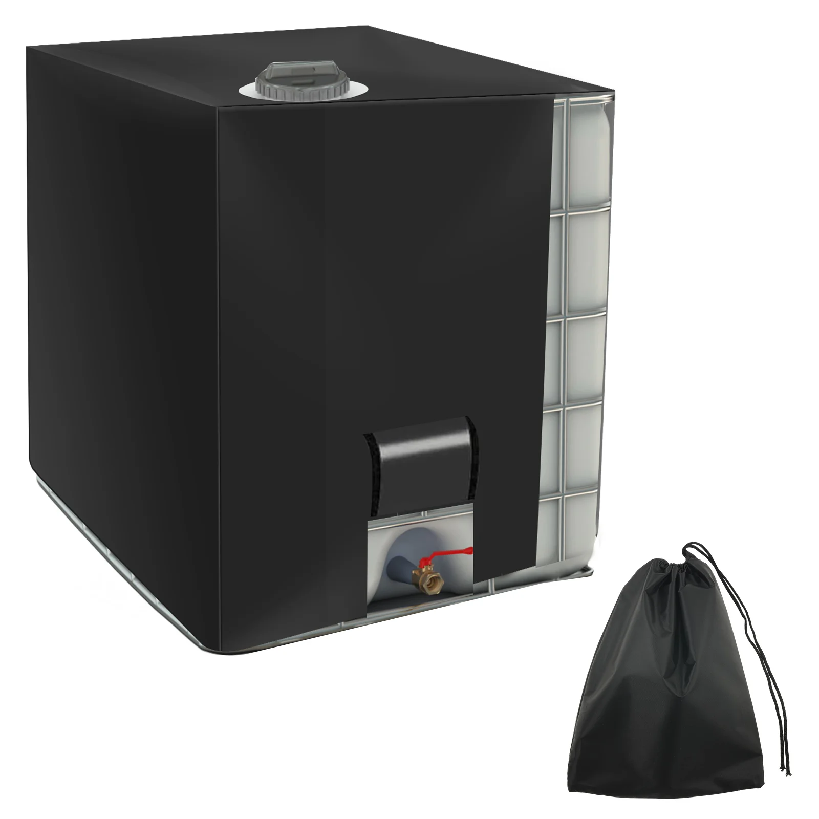 

Black IBC Tote Cover Dustproof Waterproof Oxford Cloth IBC Tank Cover with Clear Display Window for 1000L Water Tank Container