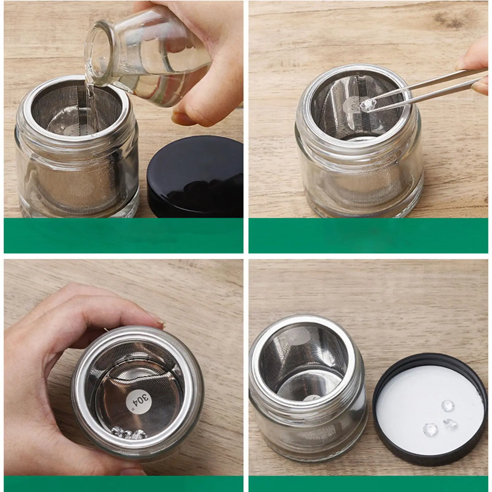 Stainless Steel Diamond Washing Jar with Sieve for Jewelry Making Supplies and Watch Parts Cleaning