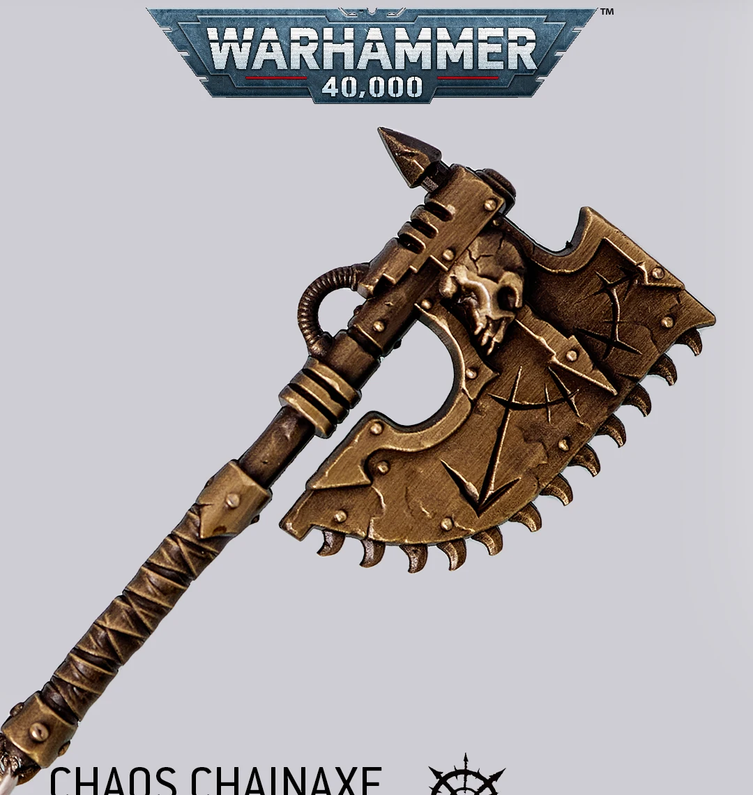 سلسلة مفاتيح Warhammer Chaos Space Marine Chainaxe هدية عيد الميلاد المزورة