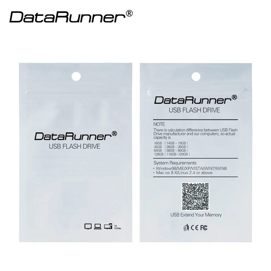 DataRunner stik memori USB 2.0, Flash Drive USB tahan air 4GB 8GB 16GB 32GB 64GB 128GB